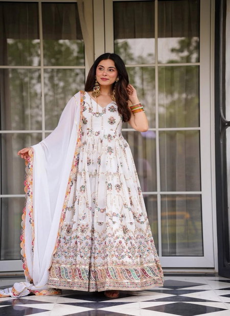 Barkat Georgette Embroidery Work Gown With Dupatta Exporters In India